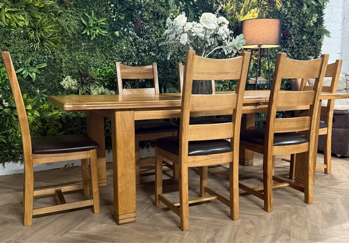 Large extending kitchen table & 6 chairs - Image 2