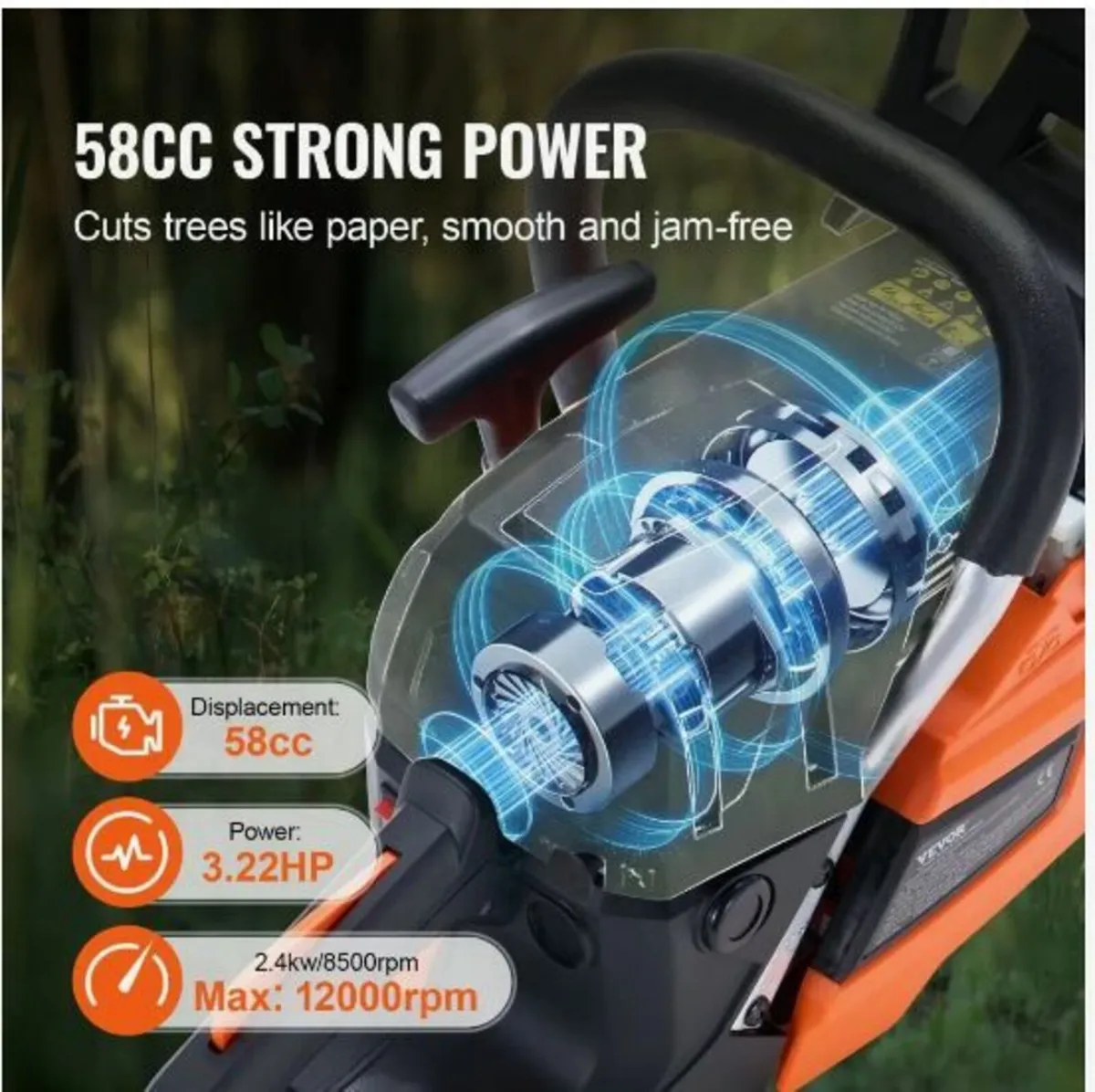Gasoline Chainsaw Gas Powered Wood - Image 2