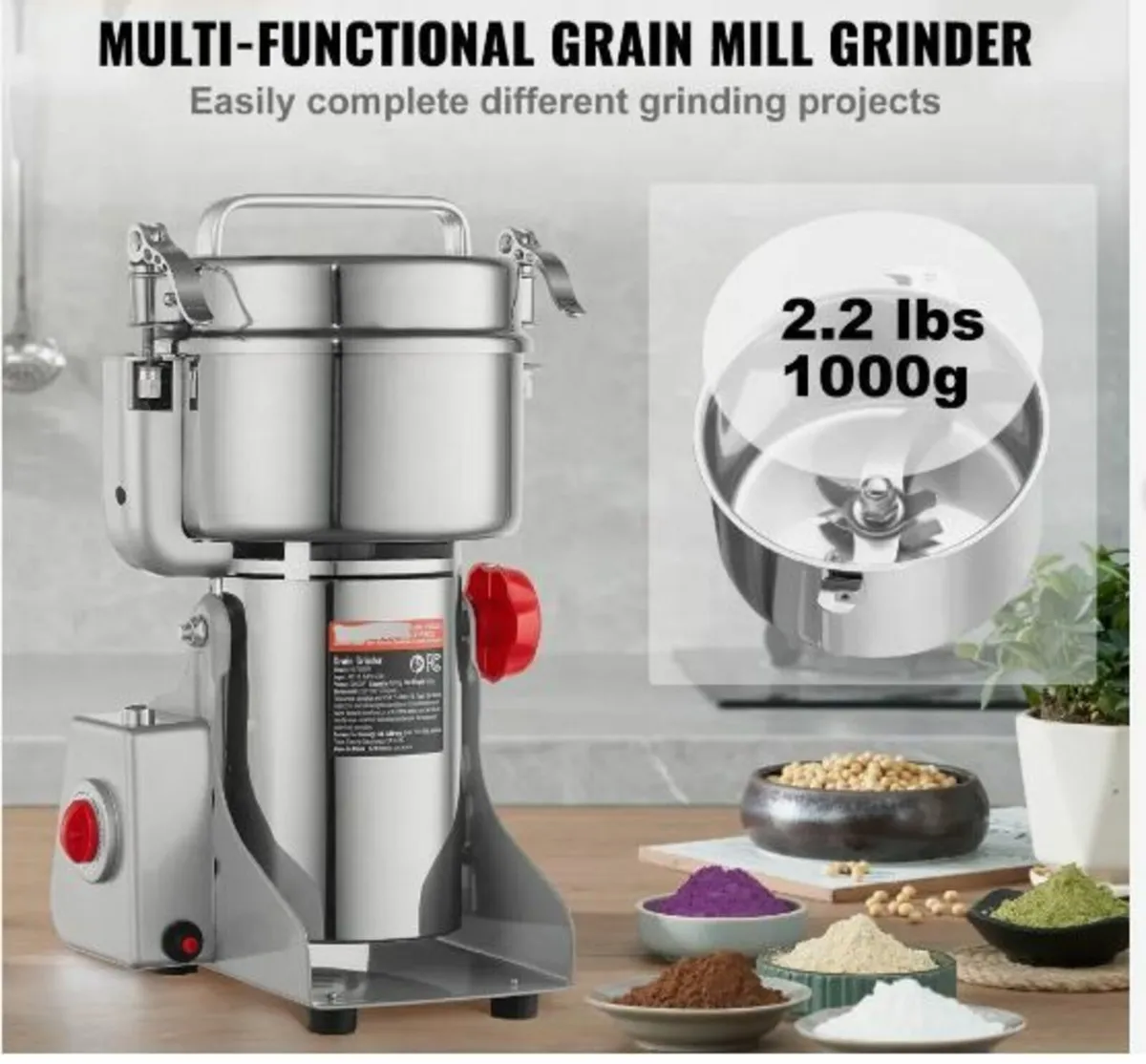 1000g Commercial Spice Grinder Electric Grain - Image 2