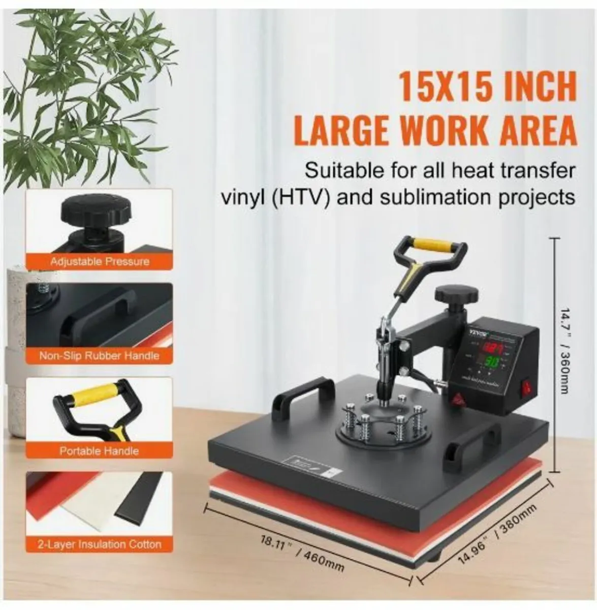Heat Press Machine, 15x15inch / 38x38cm - Image 4