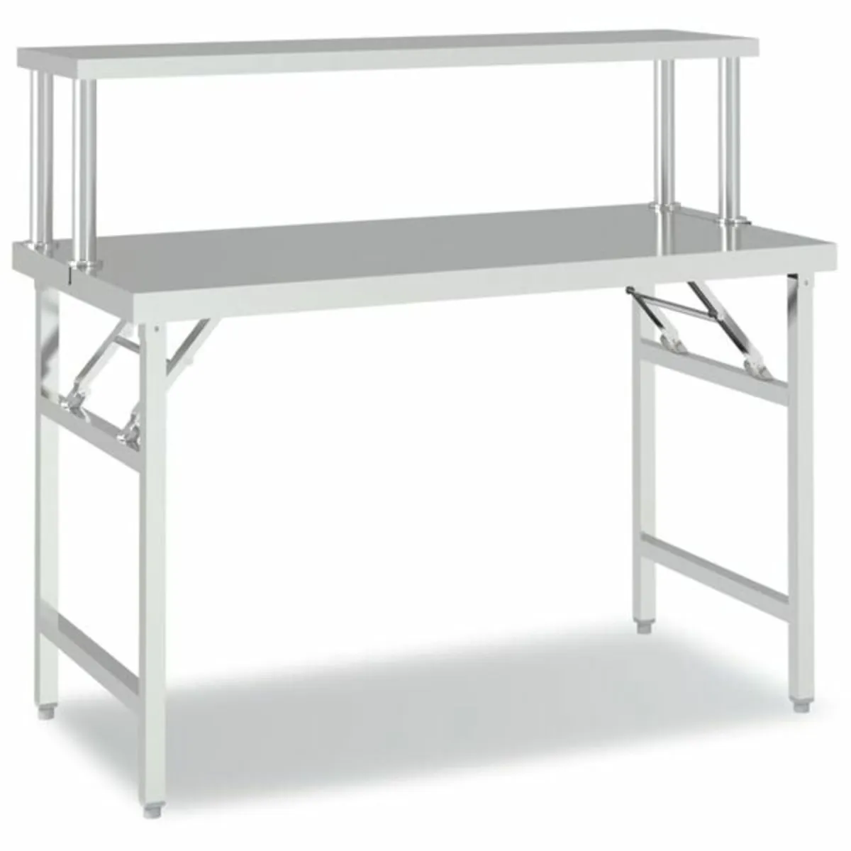 Kitchen Work Table with Overshelf 120x60x115 cm St - Image 1