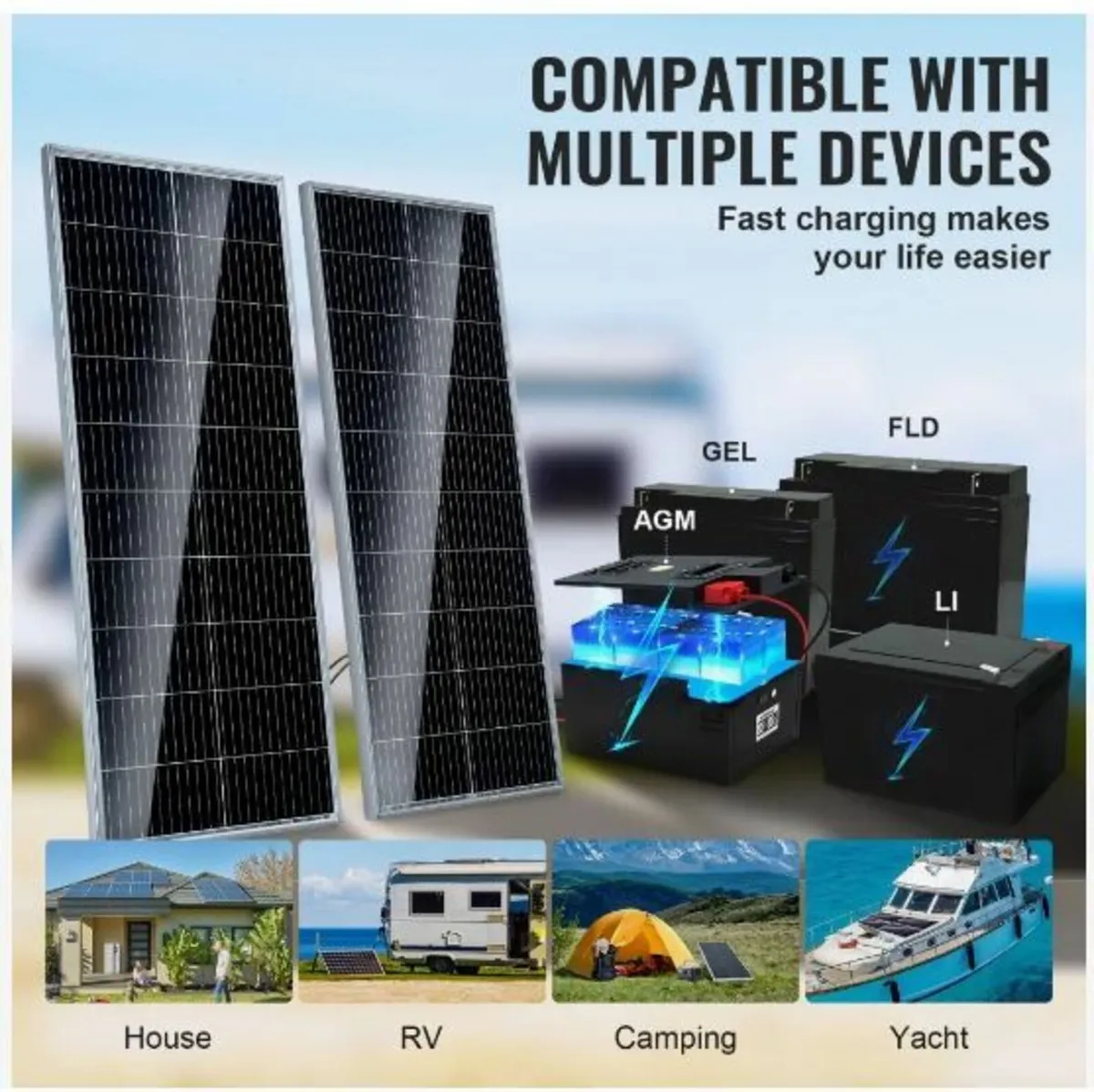 200W Monocrystalline Solar Panel Kit 2PCS Solar - Image 3