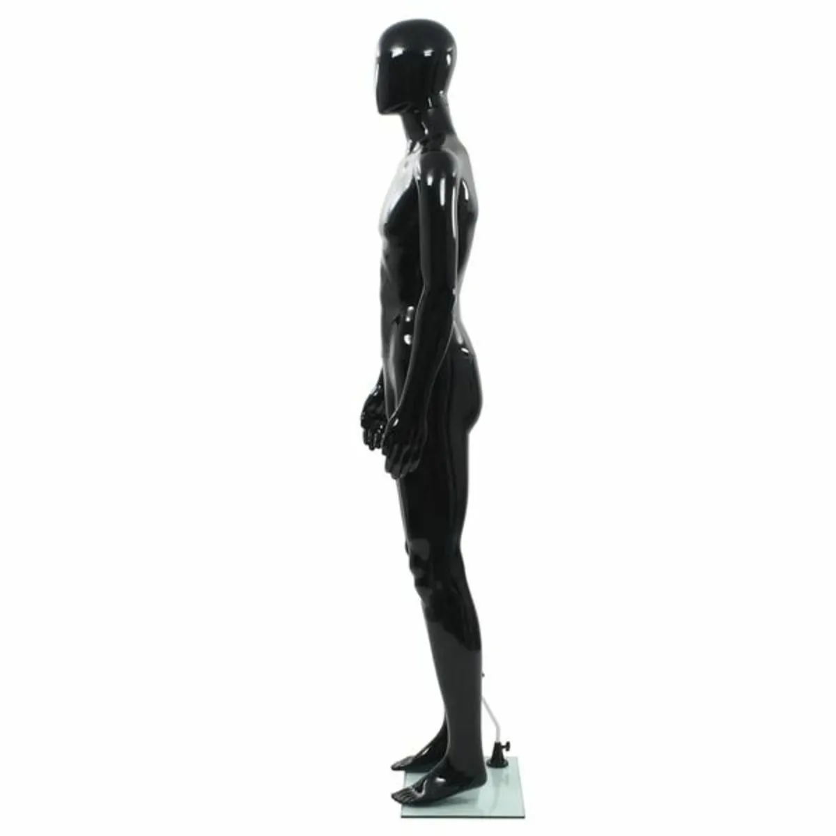 Full Body Male Mannequin with Glass Base Glossy Bl - Image 2