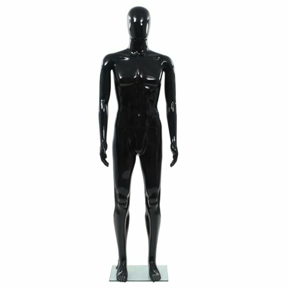 Full Body Male Mannequin with Glass Base Glossy Bl - Image 3