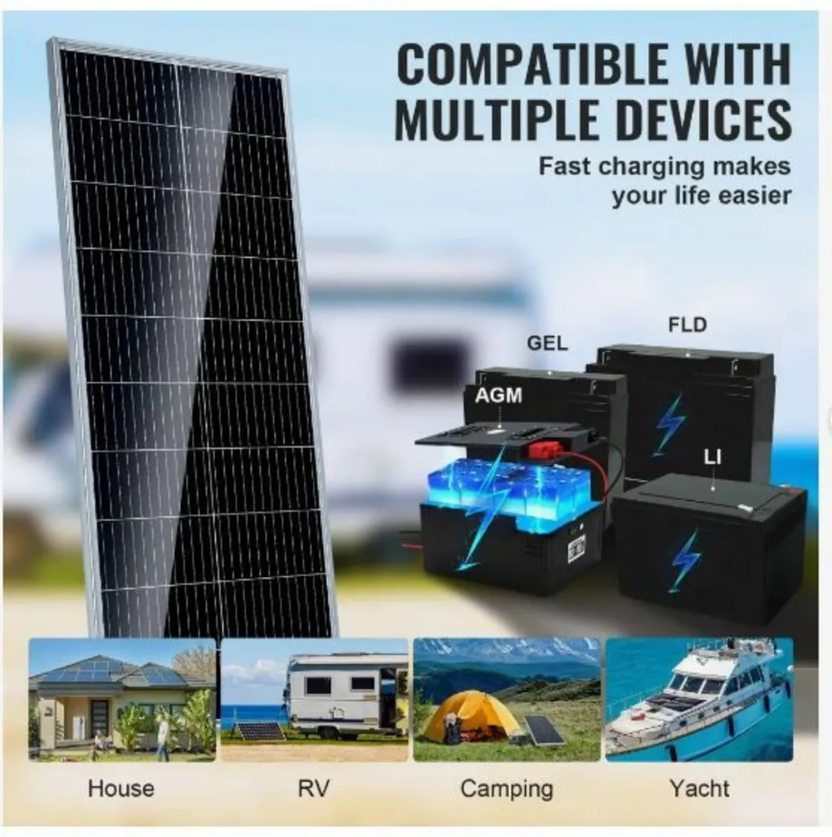 100W Monocrystalline Solar Panel Kit 12V Solar - Image 3