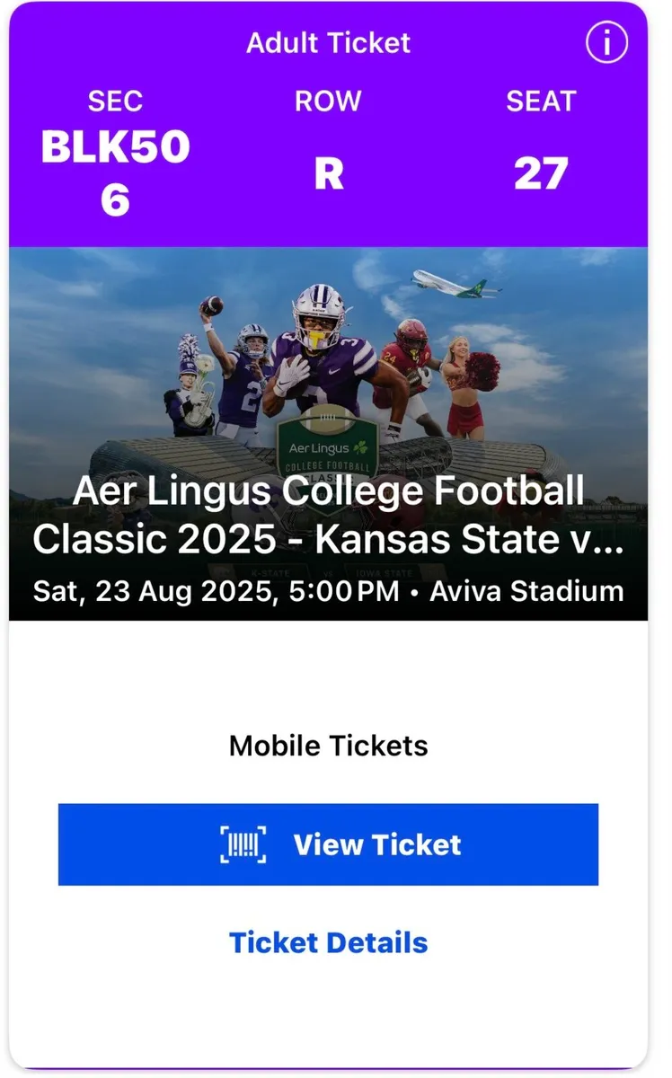American football tickets Kansas v Iowa - Image 2