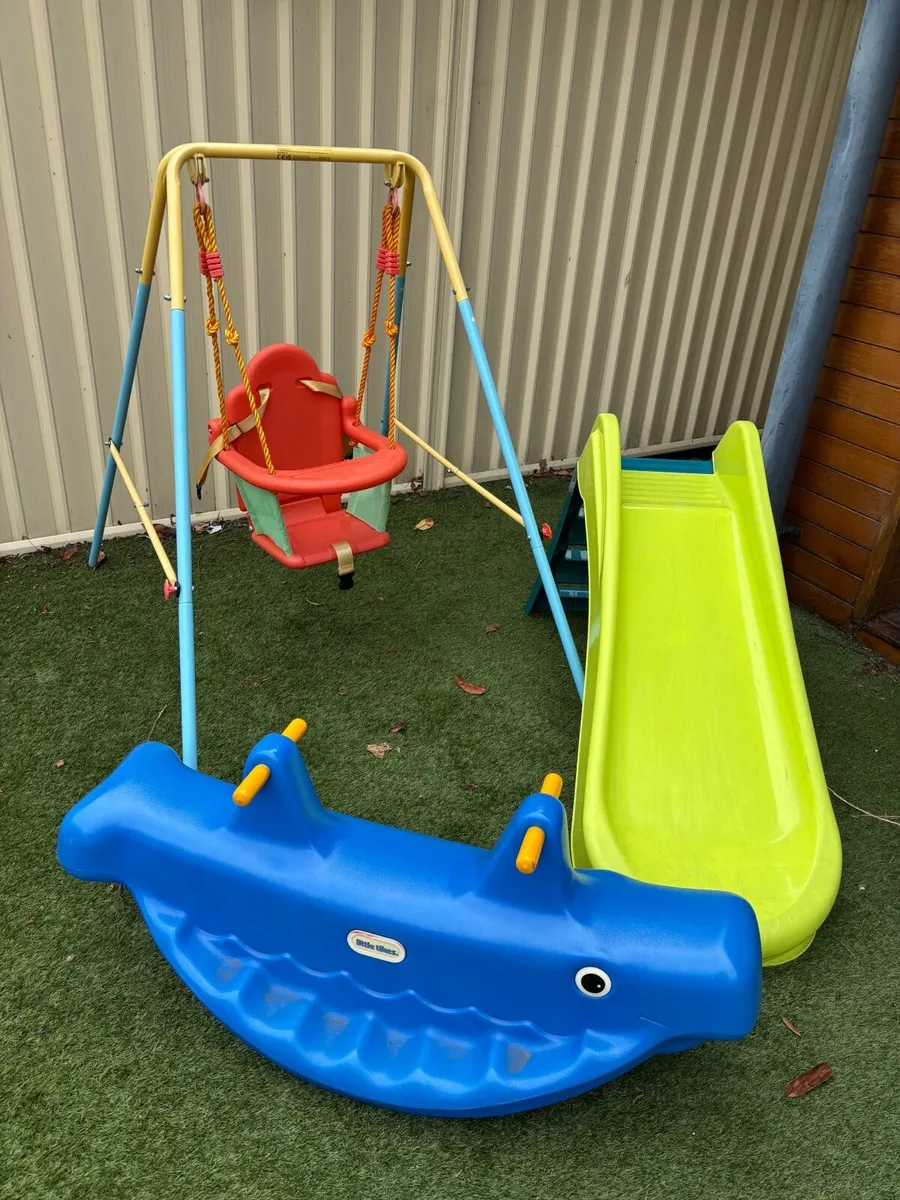 Kids swing, slide and little tikes whale seesaw - Image 1
