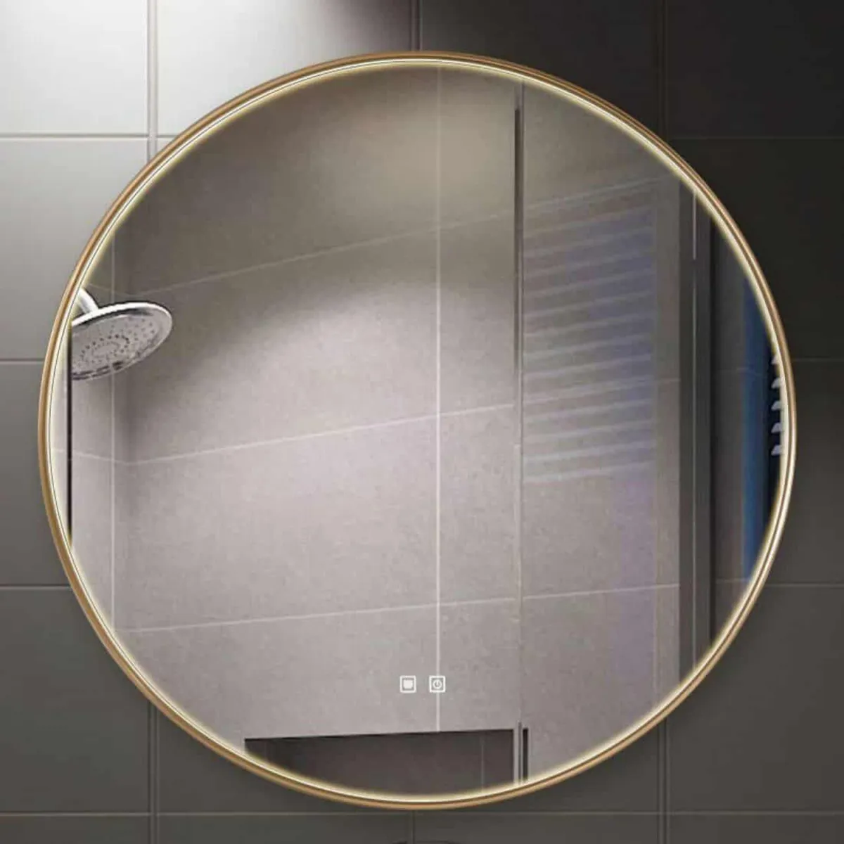 LED Bathroom Circular Gold Mirror -Defogging Funct - Image 1