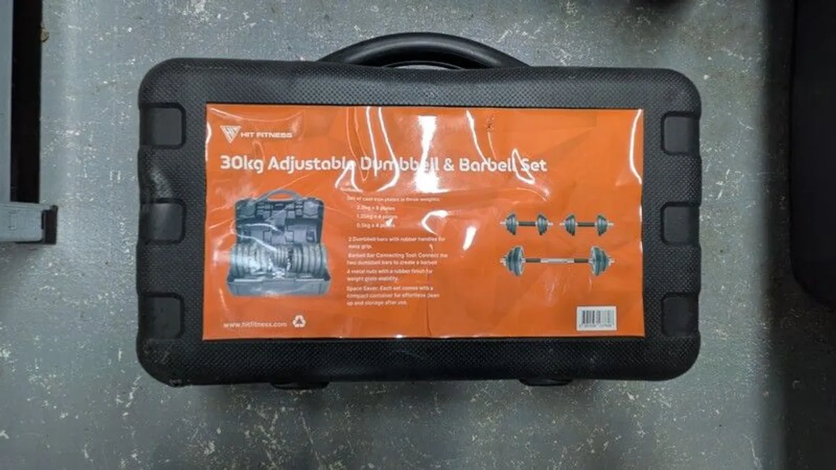 30 kg "Hit Fitness" Adjustable Dumbbell & Barbell Set. Brand New - Image 1