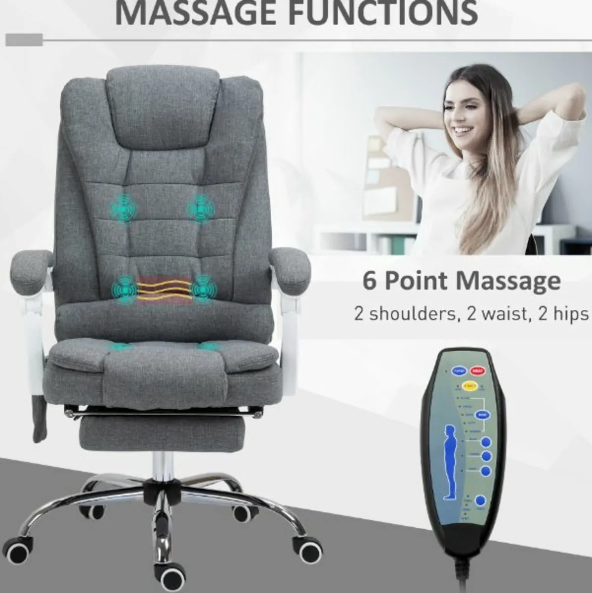 Heated 6 Points Vibration Massage Executive Office - Image 3