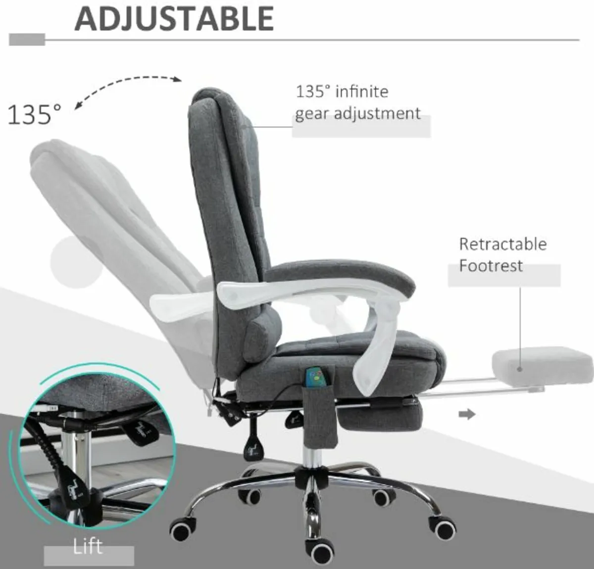 Heated 6 Points Vibration Massage Executive Office - Image 4