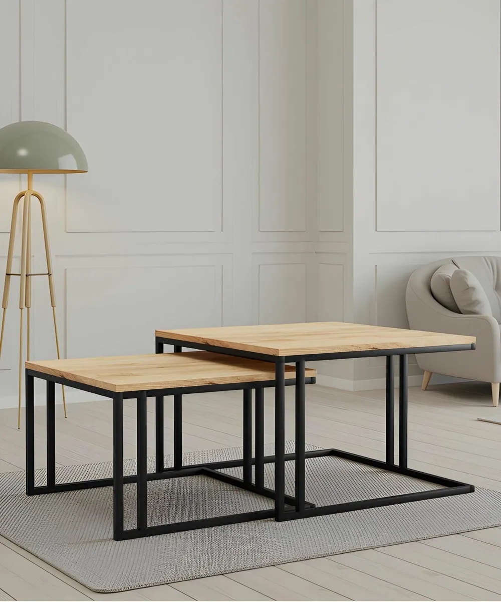 Modern Industrial Coffee Table Set – Scandinavian - Image 2