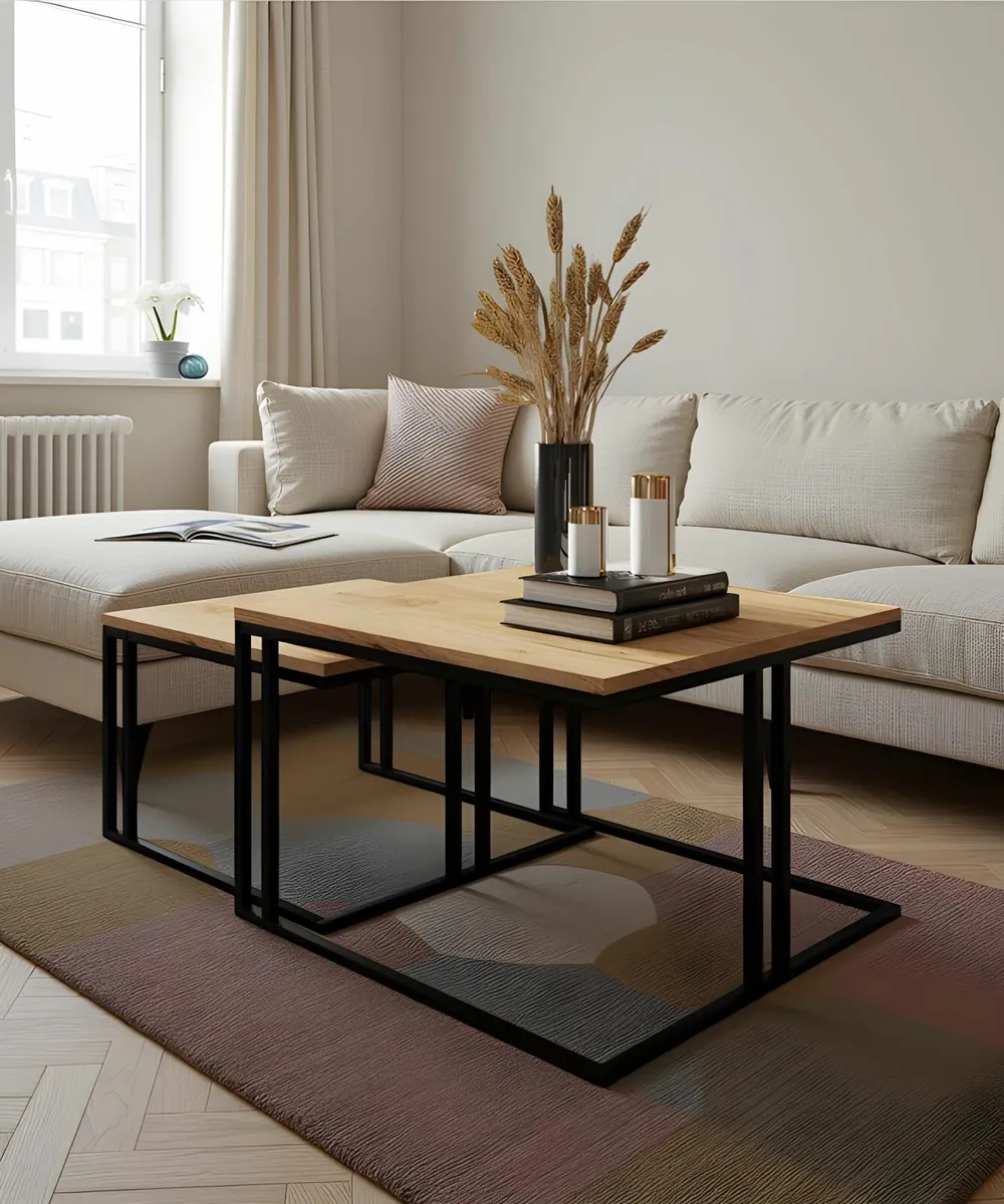 Modern Industrial Coffee Table Set – Scandinavian - Image 4