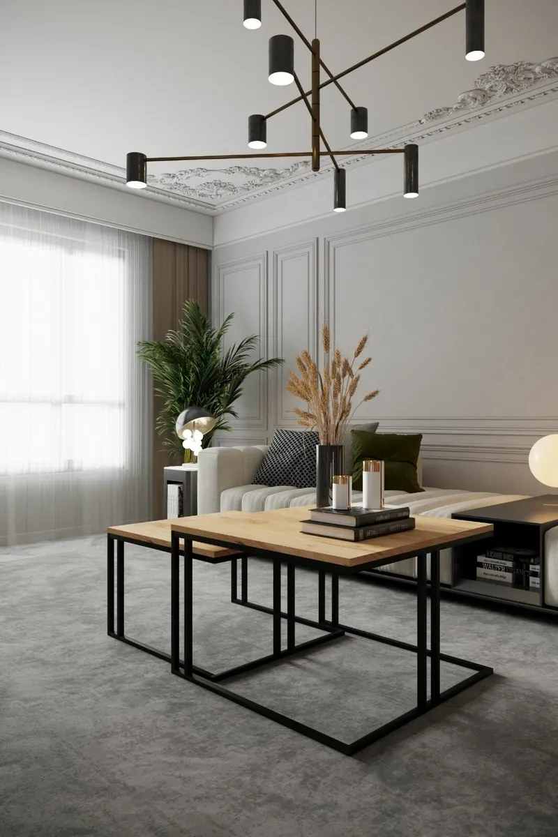 Modern Industrial Coffee Table Set – Scandinavian - Image 1