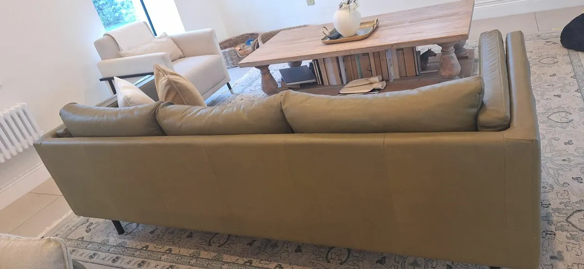 Olive green leather 3-seater sofa EZ Living Inter - Image 2