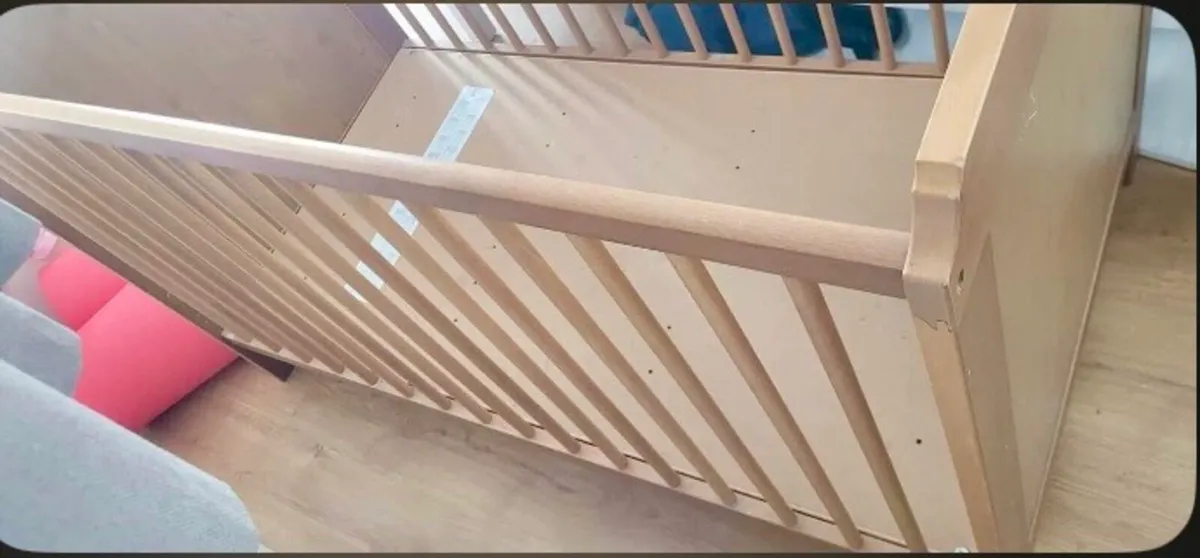 Wooden Cot & Mattress - Image 2
