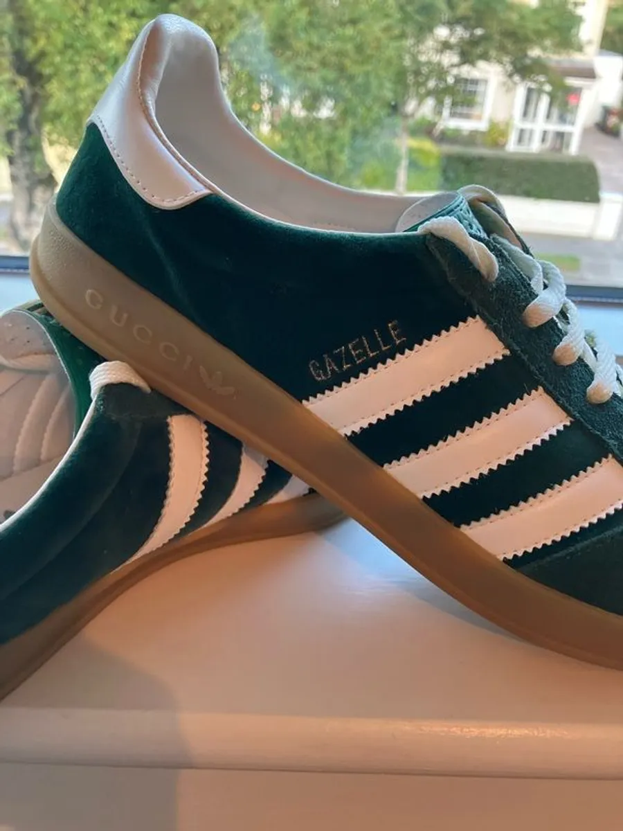 Adidas Gazelle Gucci collab green white and gum UK 9.5 - Image 1
