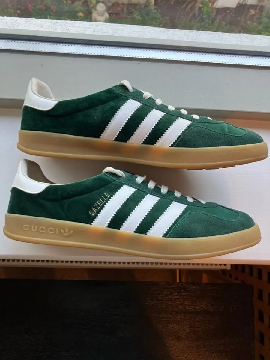 Adidas Gazelle Gucci collab green white and gum UK 9.5 - Image 2