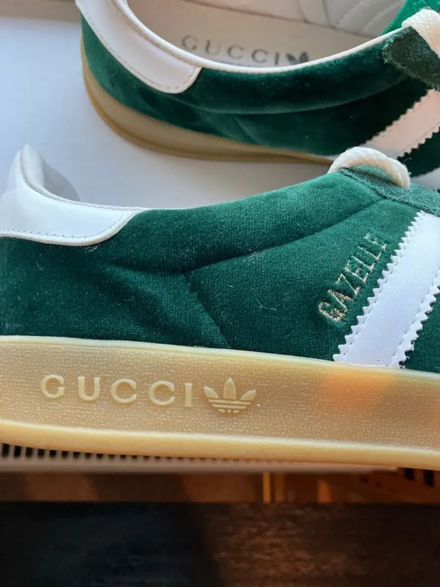 Adidas Gazelle Gucci collab green white and gum UK 9.5 - Image 3