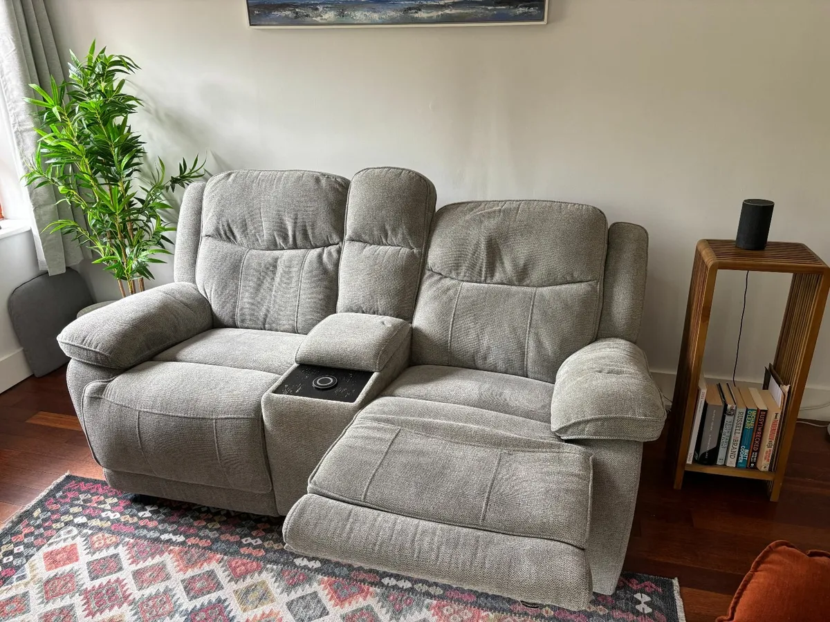2 Seater Recliner Sofa, with charging dock. - Image 1