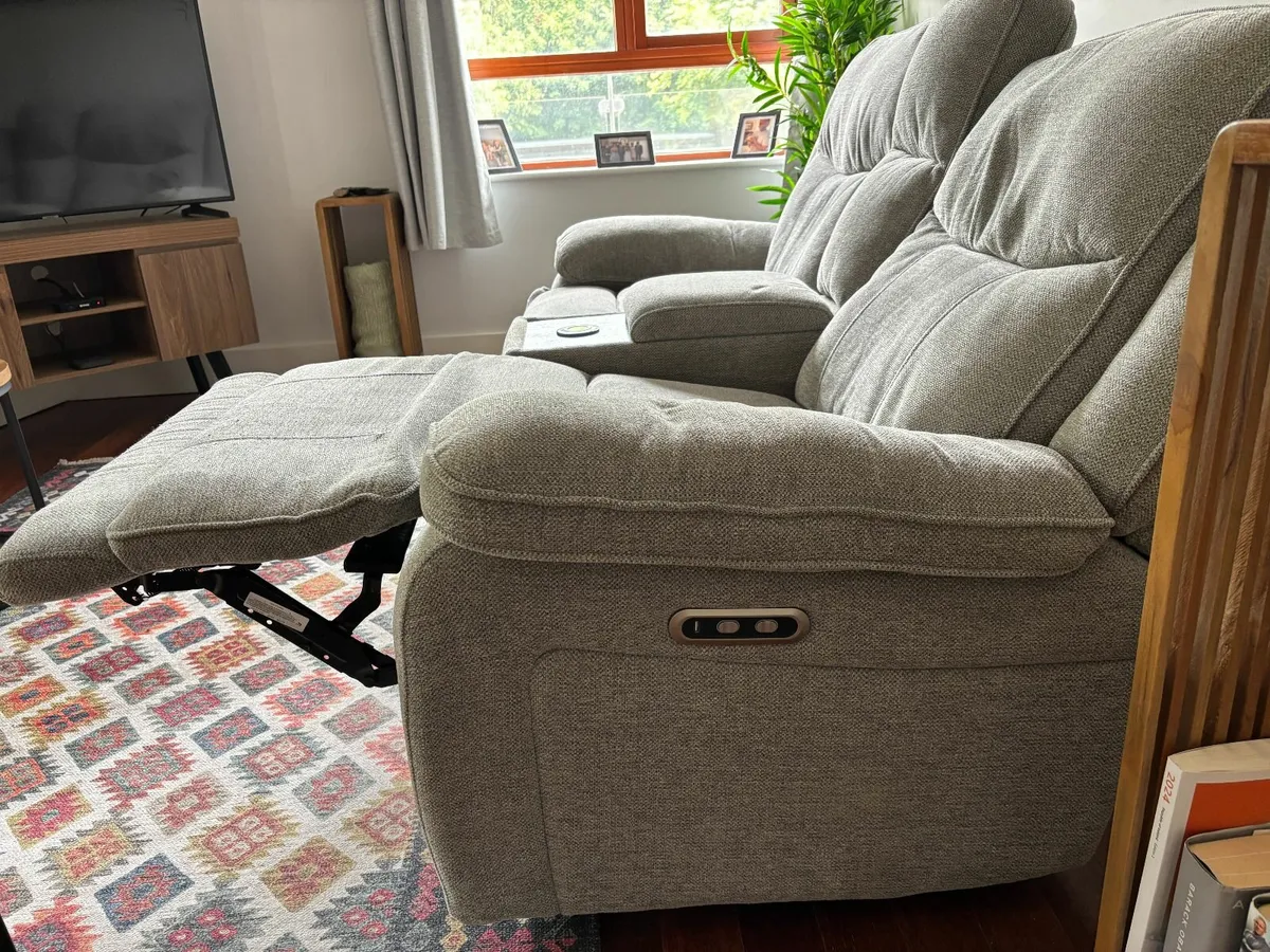 2 Seater Recliner Sofa, with charging dock. - Image 2