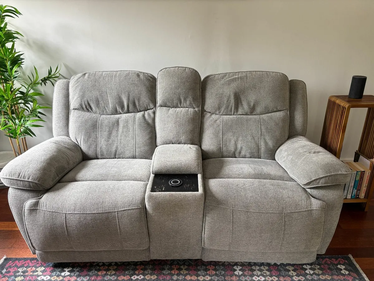 2 Seater Recliner Sofa, with charging dock. - Image 4