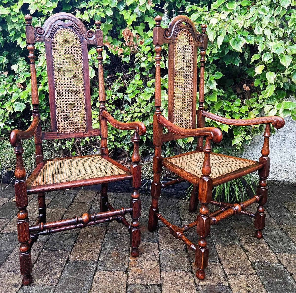 Pair of Victorian Oak Armchairs- Circa 1880