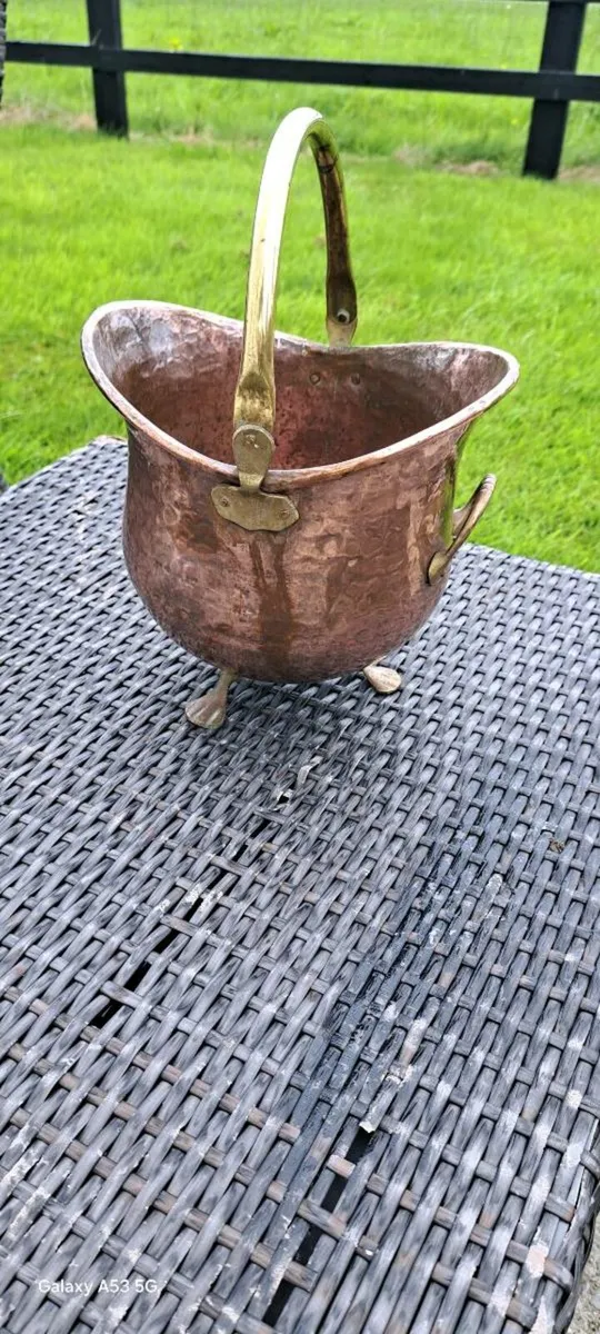 Old  small copper  coal bin
