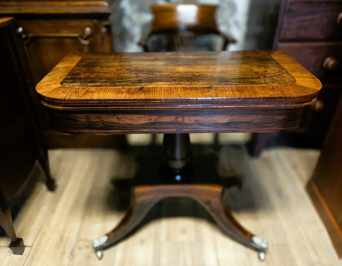 Regency Rosewood Fold Over Card Table- Circa 1820 - Image 1