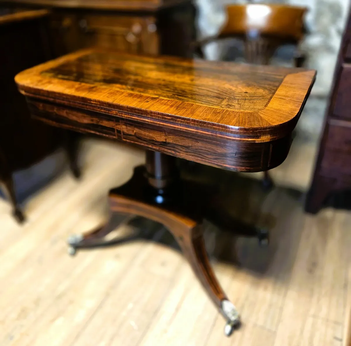 Regency Rosewood Fold Over Card Table- Circa 1820 - Image 2