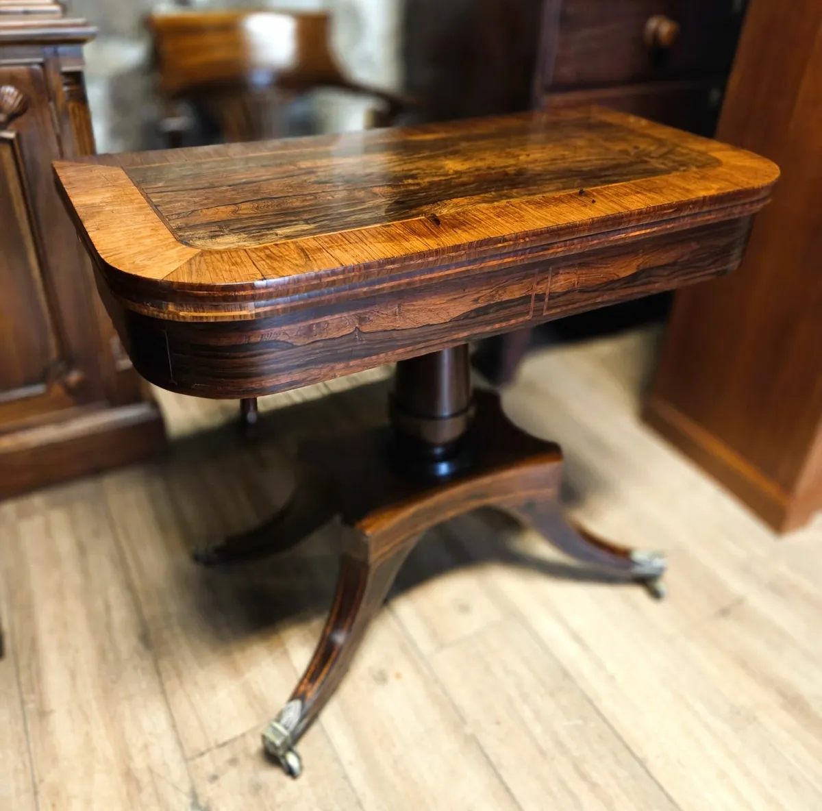 Regency Rosewood Fold Over Card Table- Circa 1820 - Image 3