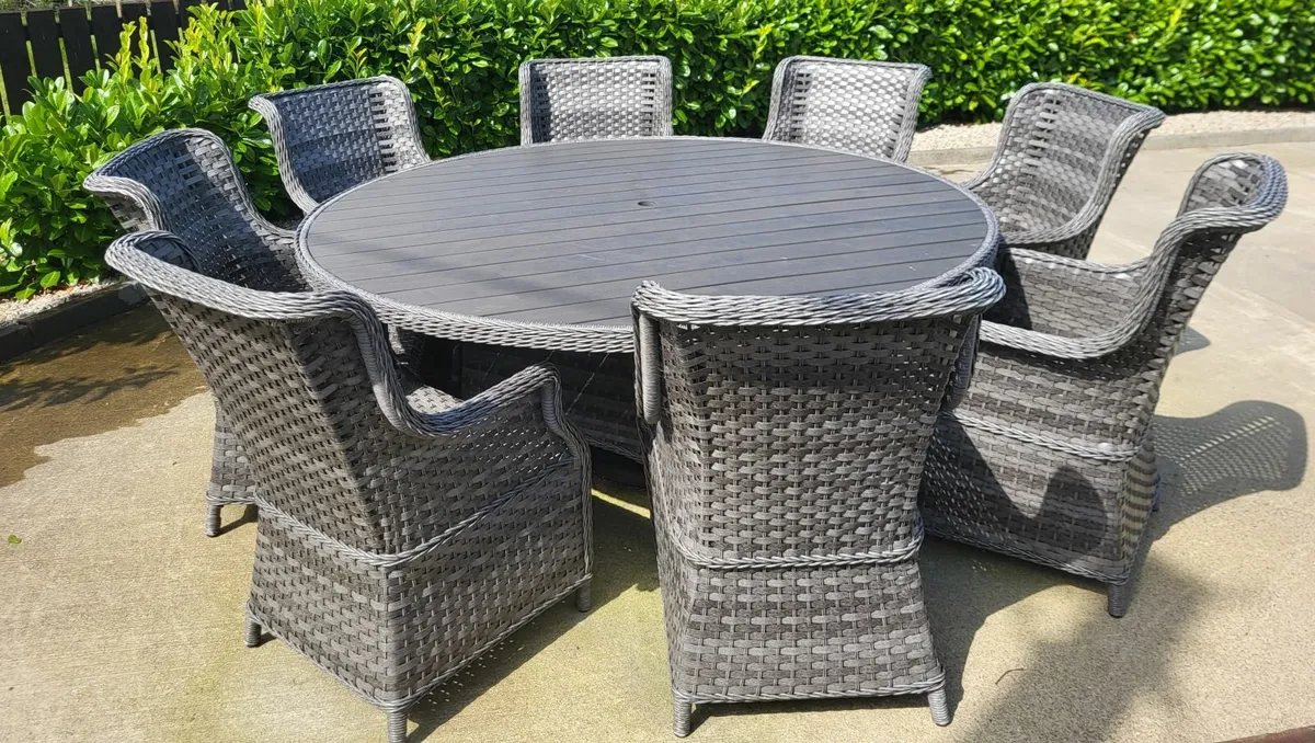 8 Seater Grey Rattan Garden Furniture for sale - Image 1