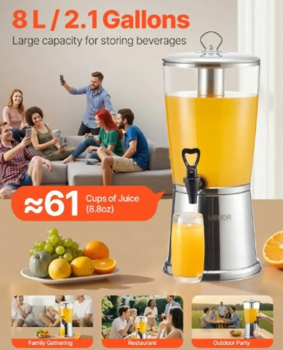 Drink Dispenser 8L Beverage Dispenser for Parties - Image 2
