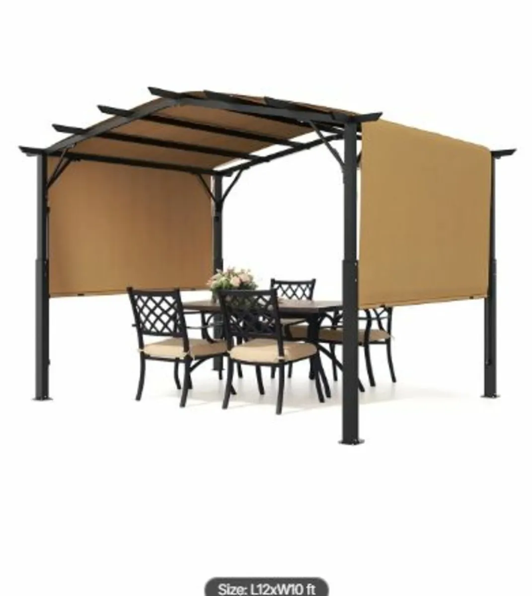 10x12 ft Outdoor Retractable Pergola with Canopy - Image 1