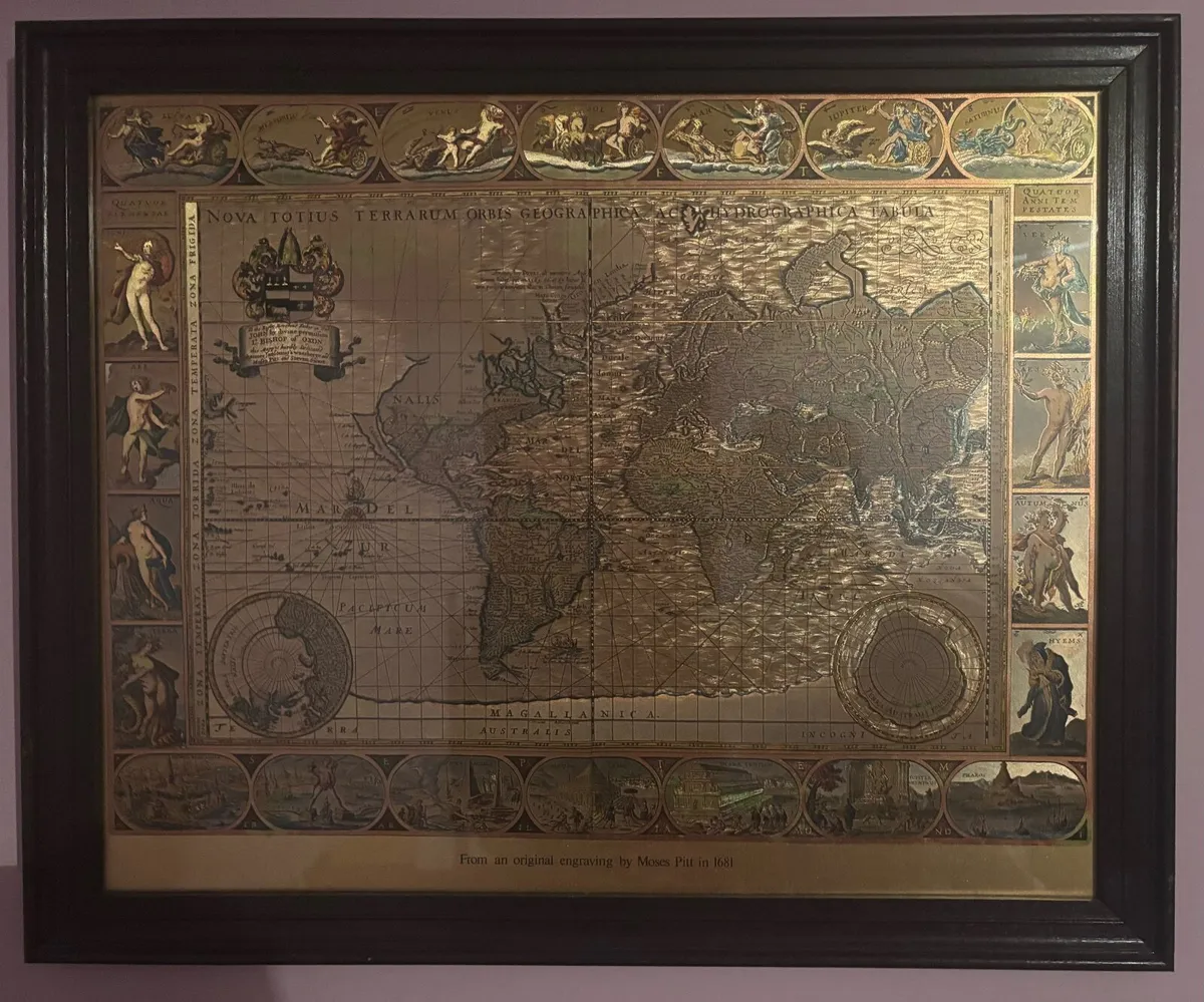 MOSES PITT  Wall World Map 1681 Marlin Art - Image 3