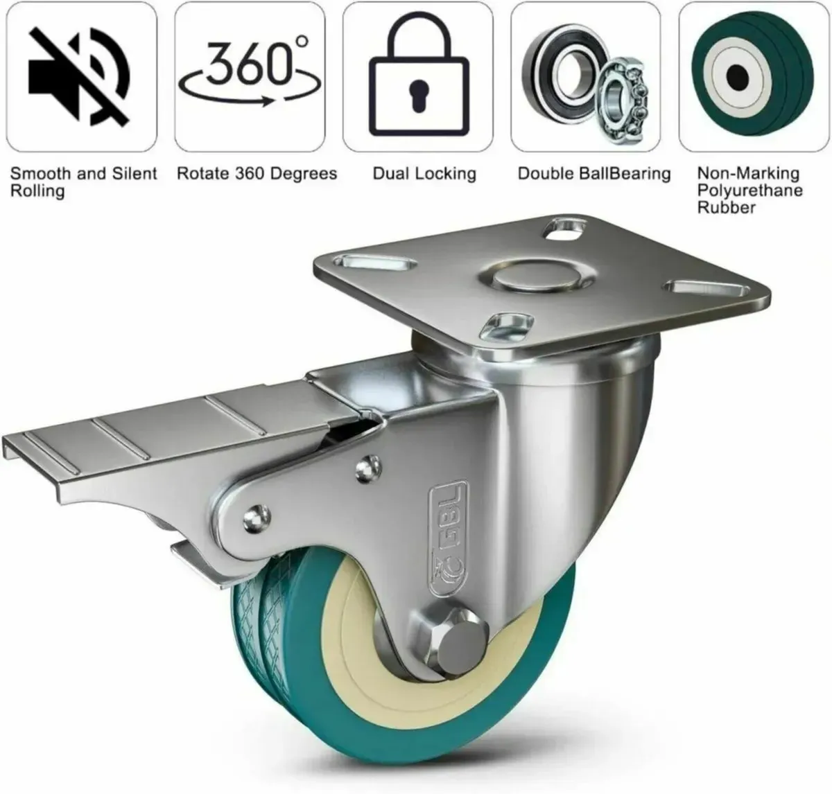 Castor Wheels 50mm with Screws Heavy Duty 200KG - Image 3