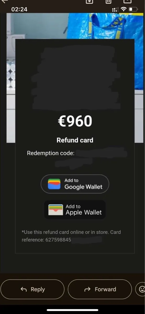 Online Ikea gift card