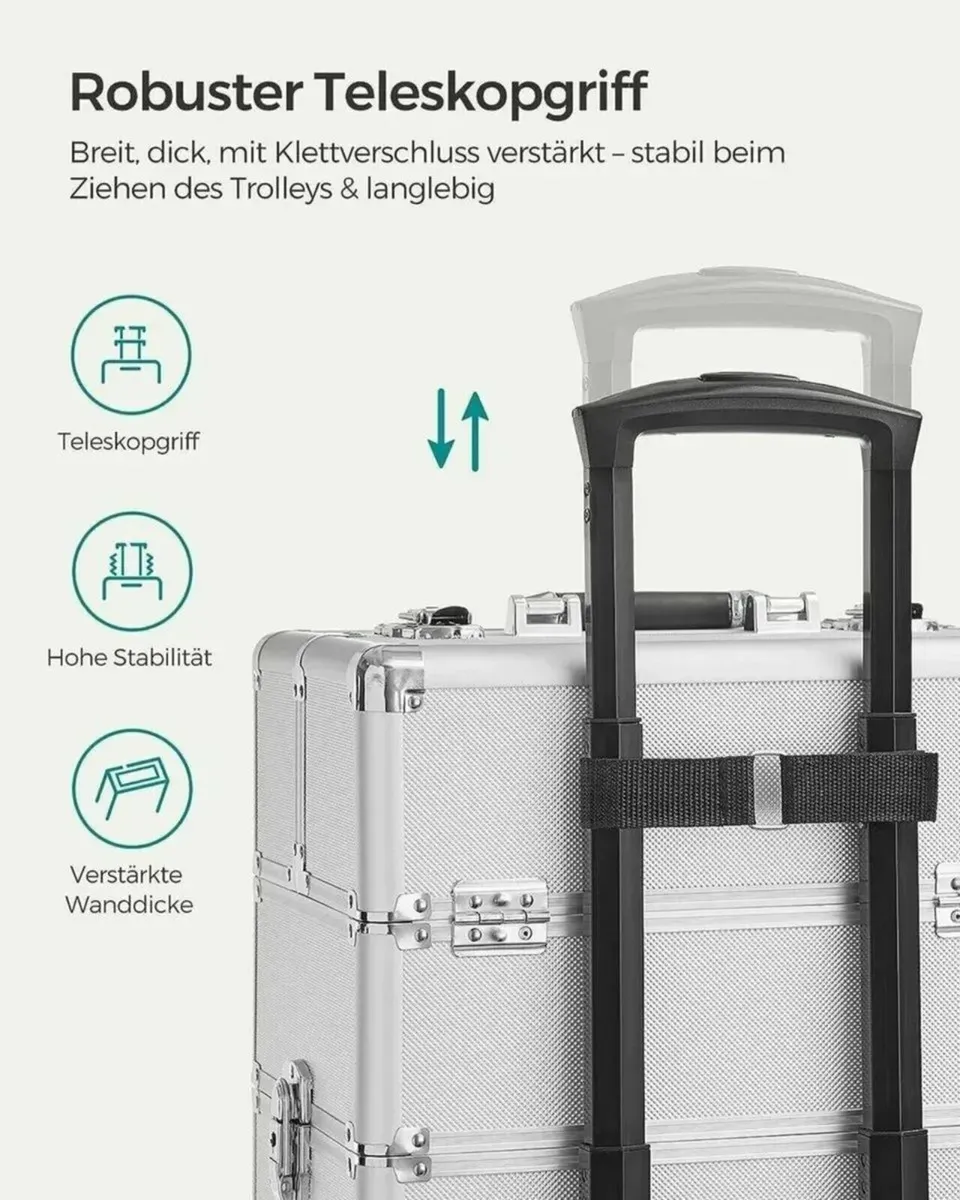 Makeup Trolley Case 4-in-1 Aluminum Travel Box - Image 3