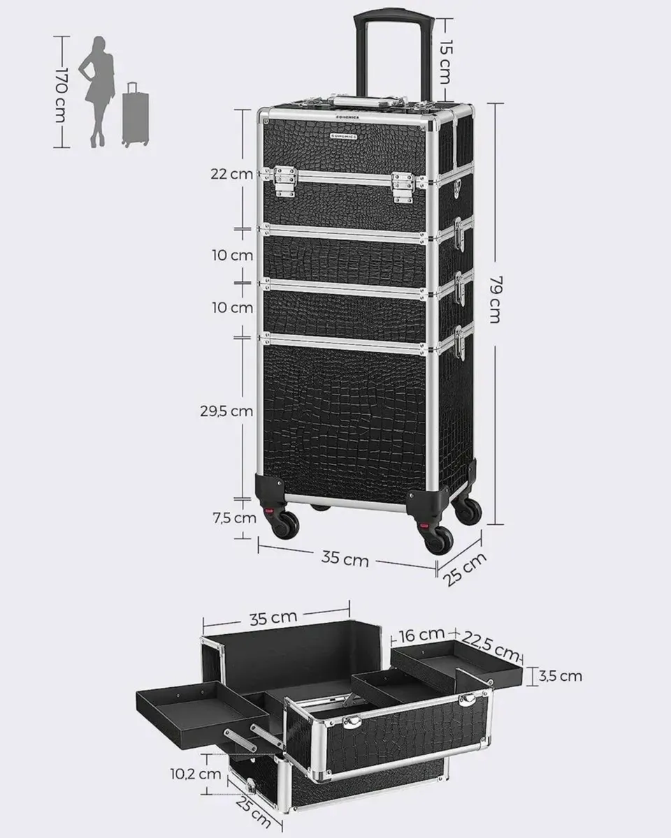 Makeup Trolley Cosmetic Case with Detachable - Image 1