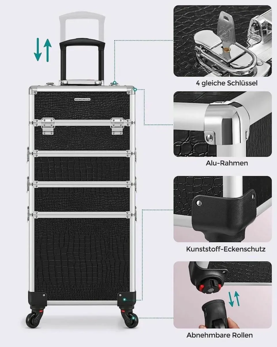 Makeup Trolley Cosmetic Case with Detachable - Image 3