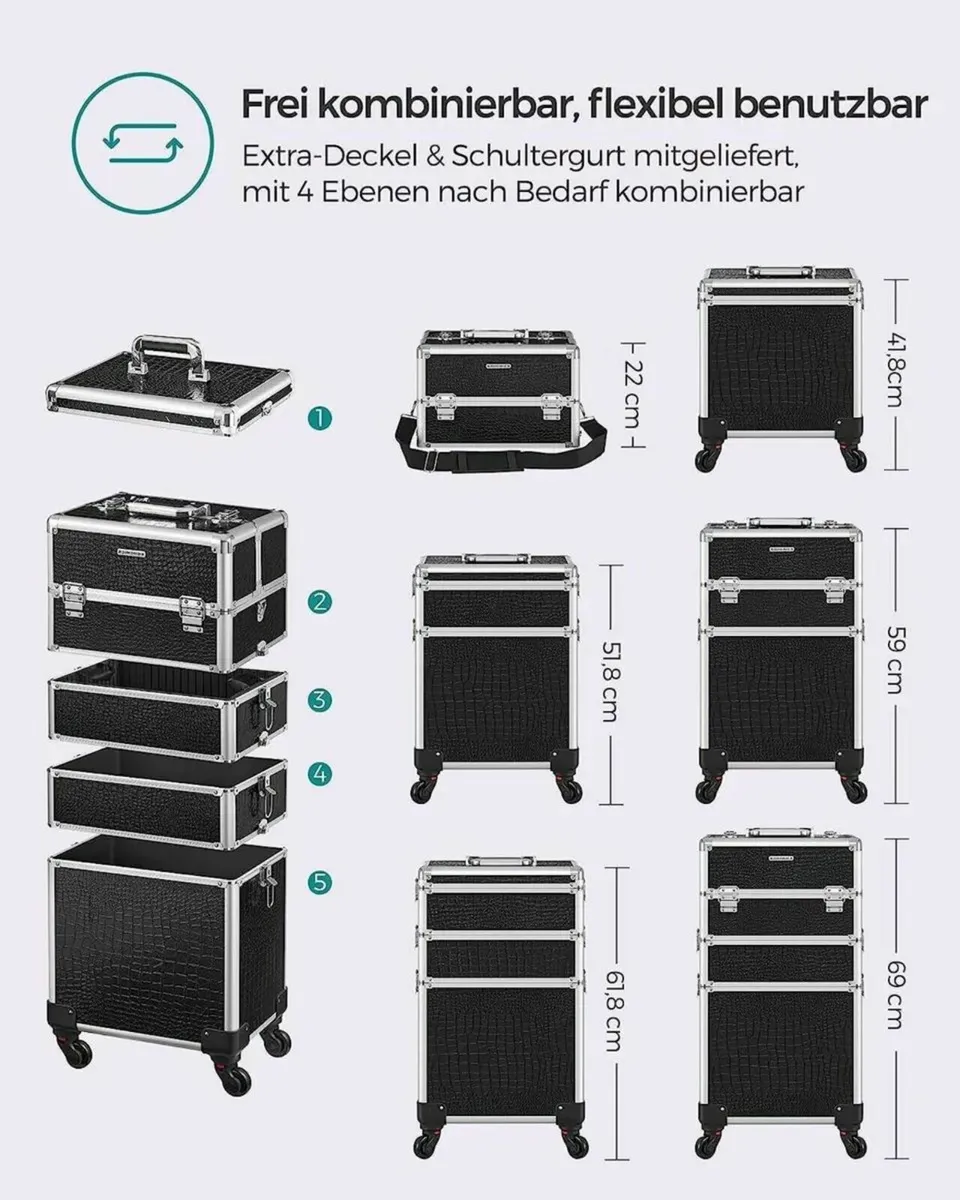 Makeup Trolley Cosmetic Case with Detachable - Image 4