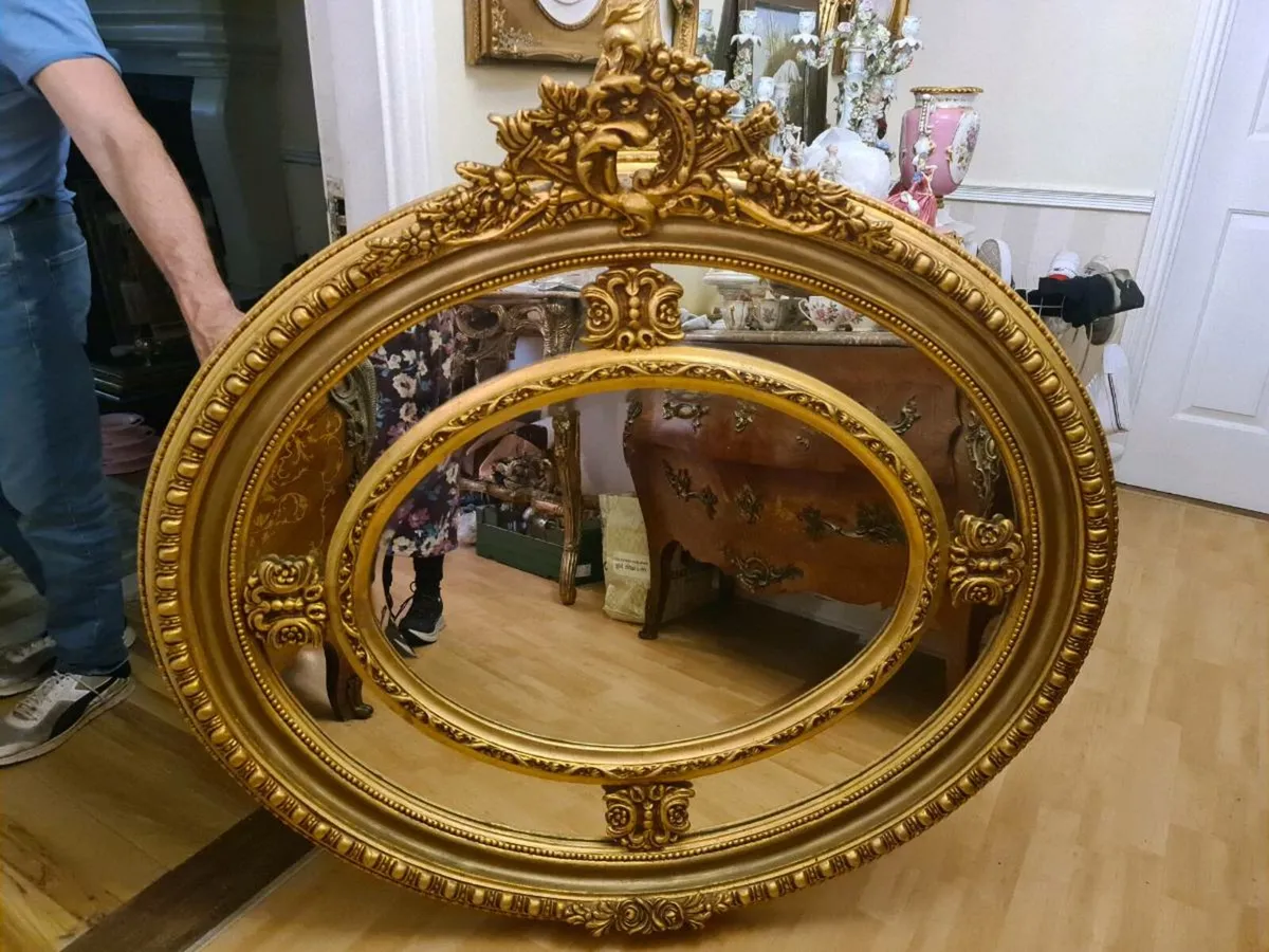 Very large gilt compartment mirror - Image 1