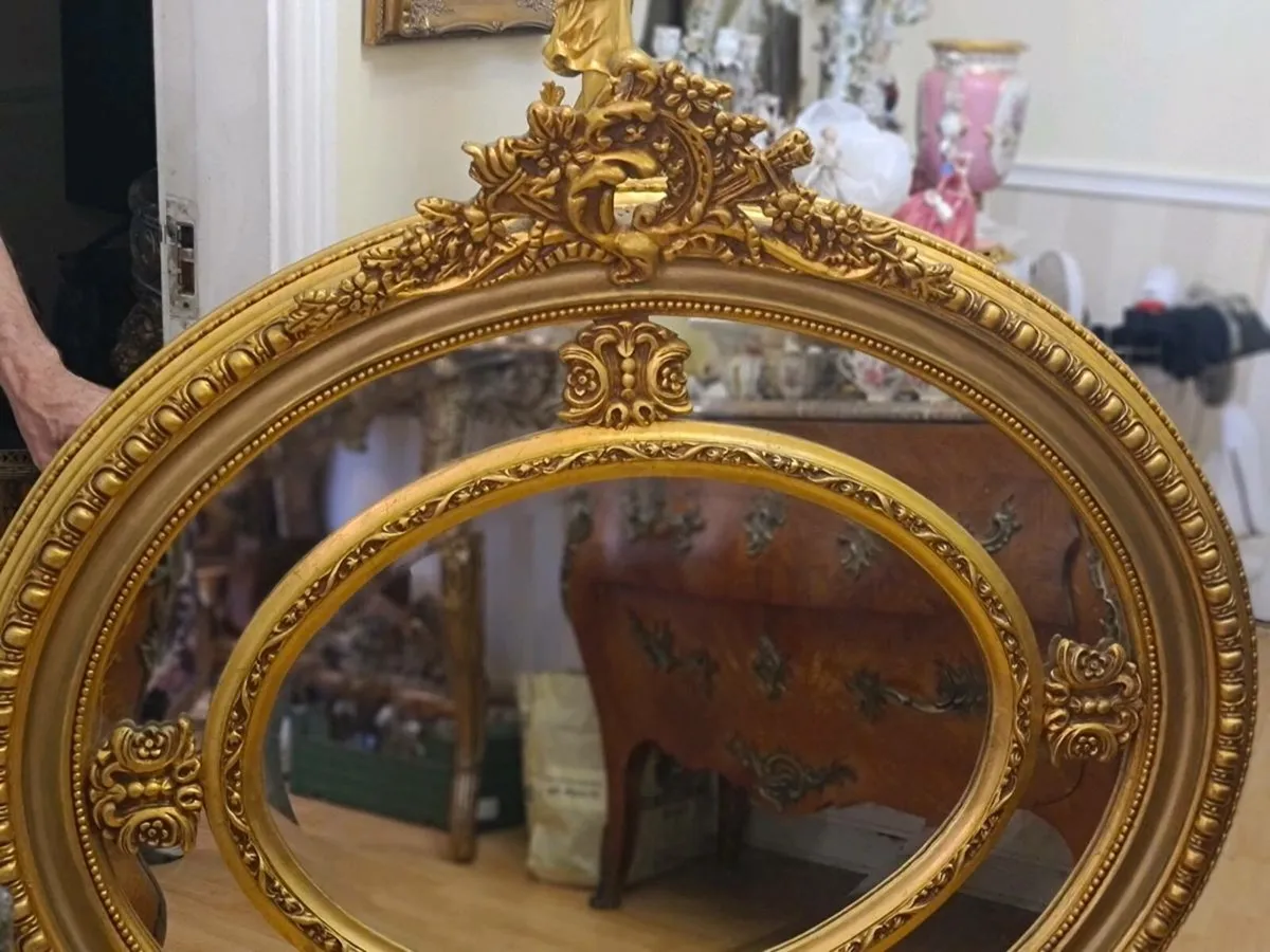 Very large gilt compartment mirror - Image 3