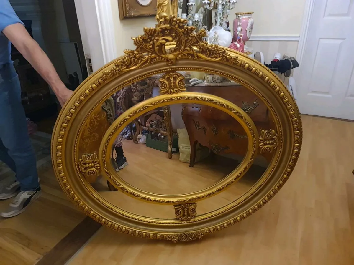 Very large gilt compartment mirror - Image 4