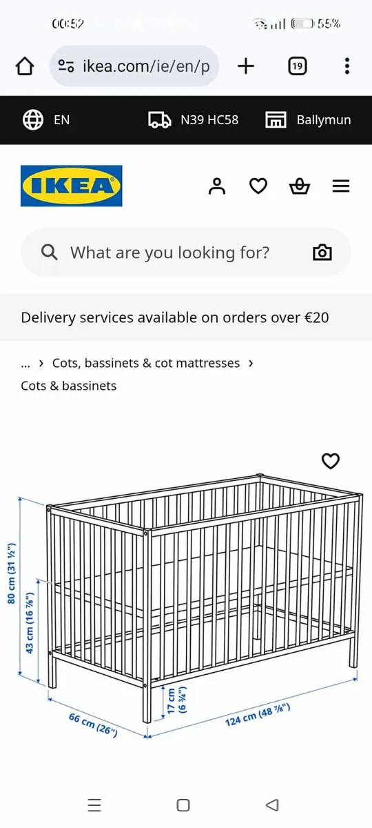 Baby cot + mattress - Image 1