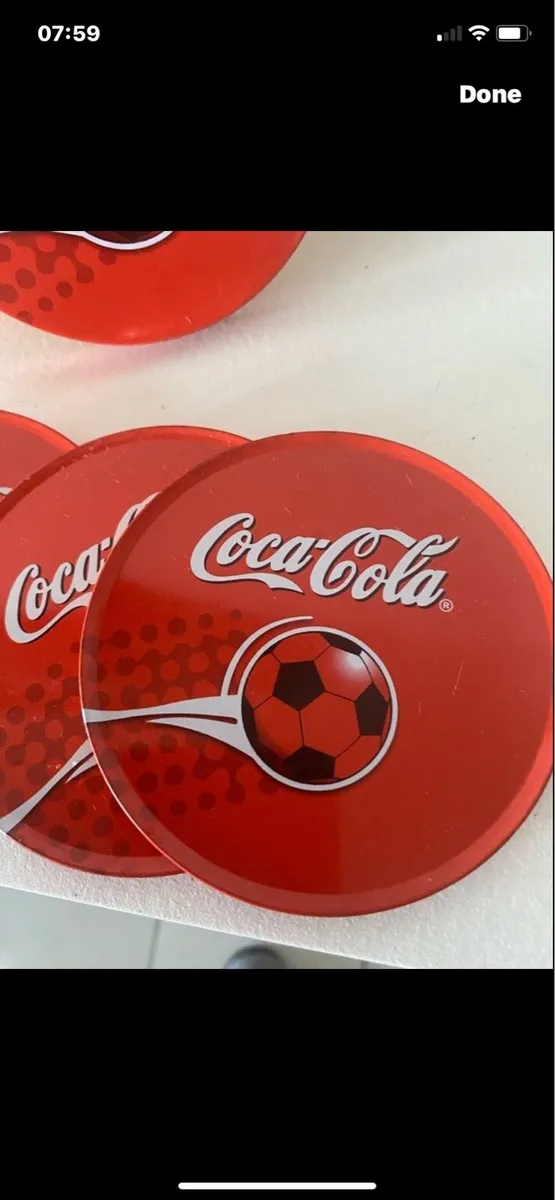 Coca Cola Football Coaster Set (4) - Image 4