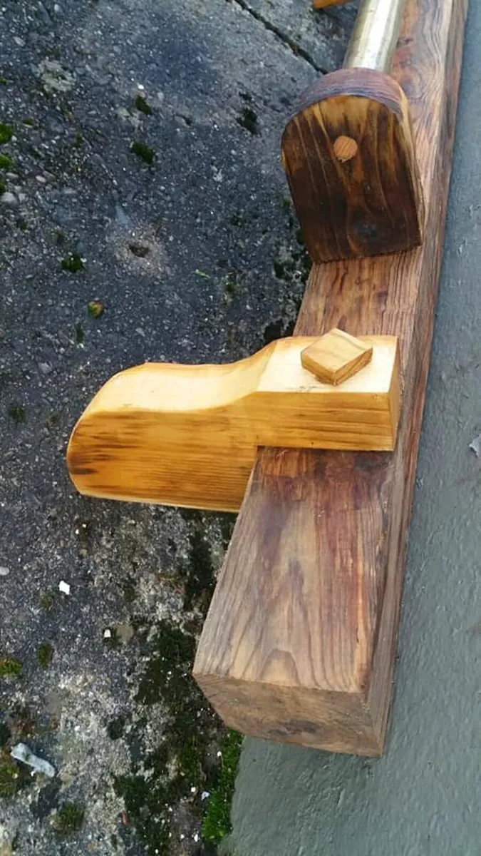 Rustic Oak n Brass floating mantel / shelf - Image 2