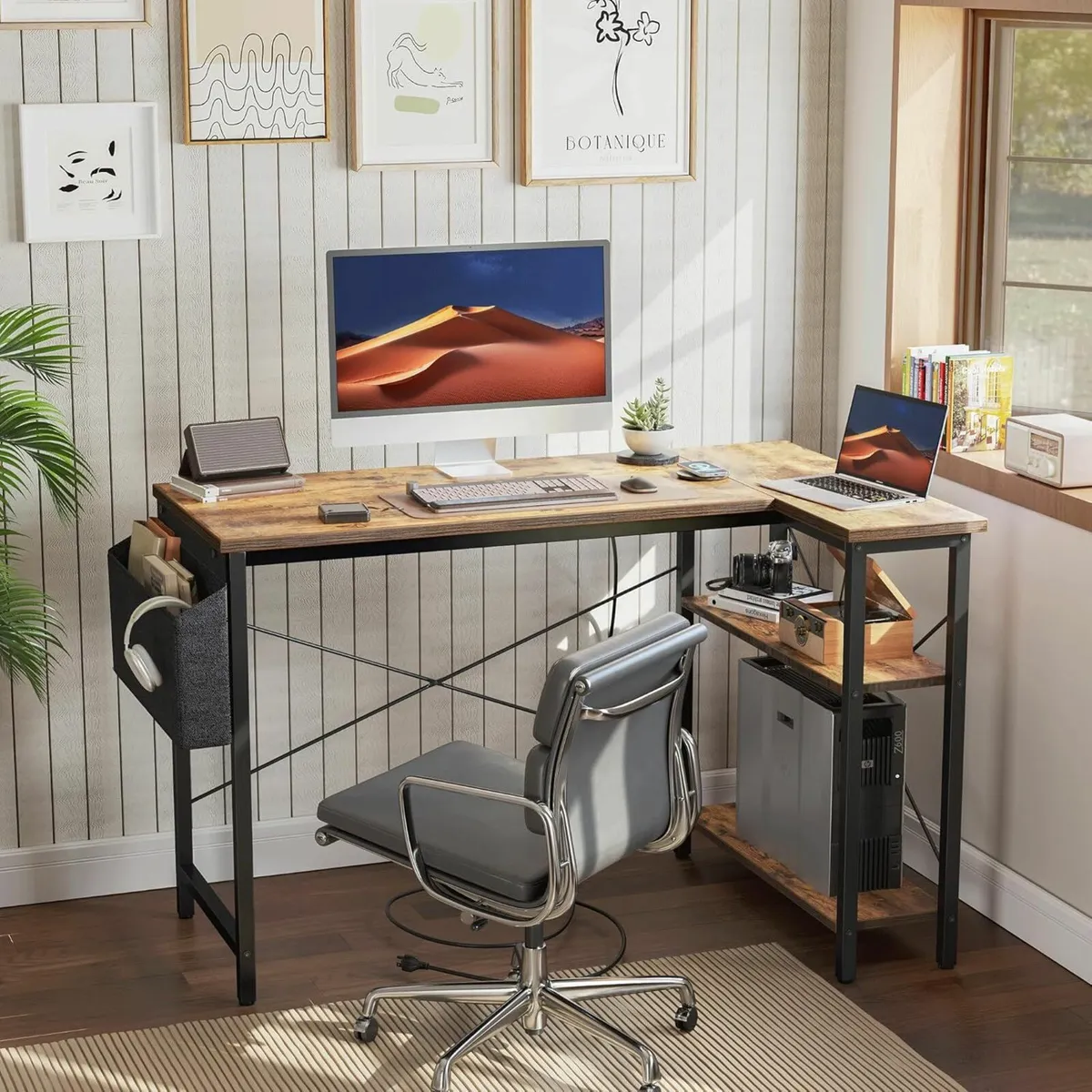 L Shaped Gaming Desk, 100x70 cm with Storage Bag - Image 4