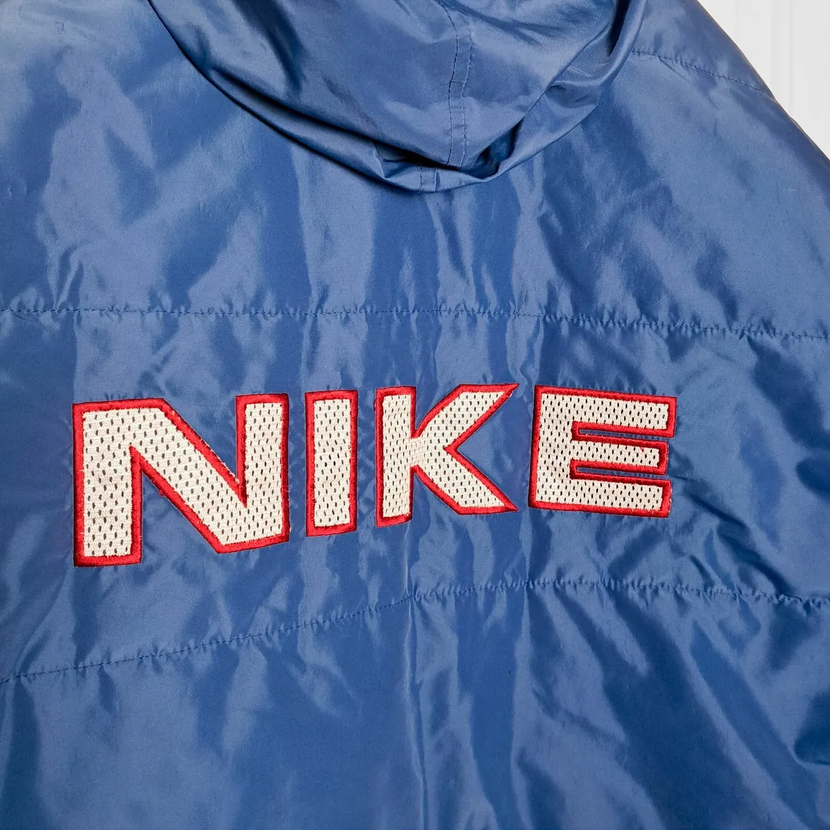 Nike Vintage 90s Blue Spellout Puffer Jacket M - Image 3
