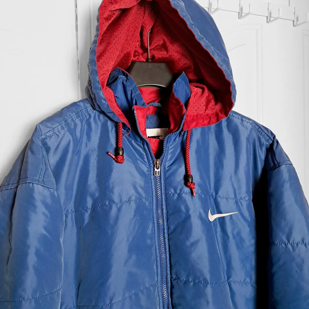 Nike Vintage 90s Blue Spellout Puffer Jacket M - Image 4